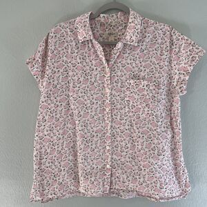 Cottagecore Button Short Sleeved Shirt Colorful Cotton Softie Bloomcore Garden L
